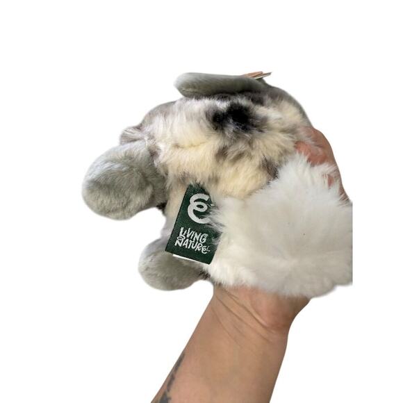 Living Nature Bunny Rabbit Plush Grey White Lop Eared Sitting Realistic 8 Inch - Picture 5 of 6
